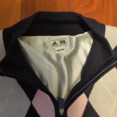 adidas アーガイル ハーフジップカーディガン　防寒防風のサムネイル