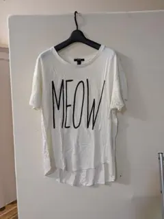 FOREVER 21 MEOW プリント 半袖Tシャツ ホワイト Lのサムネイル