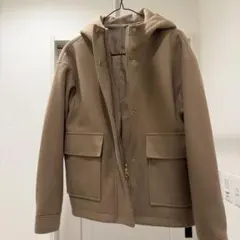 【GU】アウター ブラウン ベージュ フード付き コート