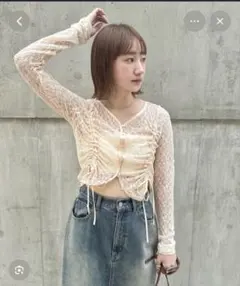 mline 長袖ドロストレーストップス　ピンクのサムネイル