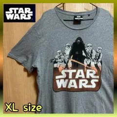 スターウォーズ メンズ ビックプリント XL 古着 USA グレー ロゴ