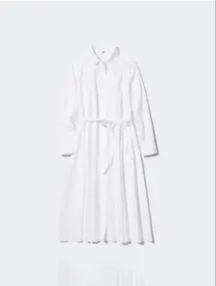 UNIQLO コットンAライン シャツワンピース Sサイズ　ホワイト
