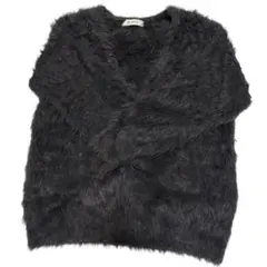 【美品】ナノユニバース*シャギーカーディガン ダークグレー