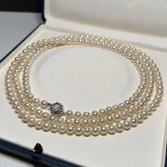 【照り強✨超ロング】あこやパール ネックレス シルバー 6.5-7.0