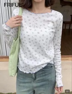 【SHEIN】FRIFUL 花柄 長袖 Tシャツ
