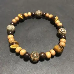 d-334 タイガーアイ　白檀　三眼天珠　腕輪念珠　念珠　数珠　お守り