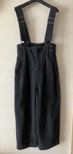 ブラックデニム サロペット ワイドレッグ