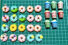 デコパーツ　カラフルドーナツ　ポップコーン　まとめ売り☆　ミニチュアフード