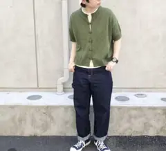 コットンスラブ　チャイナボタンカーディガン