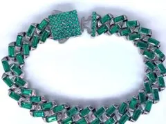 マイアミ　キューバン　13mm方型バケットグリーンブレスレット　喜平　LEX