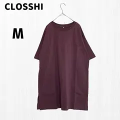 新品 クロッシー CLOSSHI Tシャツ半袖 ゆったりM ポケット付 スリット
