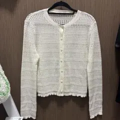 GU アイボリー レース編みカーディガン