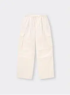 【GU/ジーユー】パラシュートカーゴパンツ(M)ポケット付　ワイド　ジョガー　白