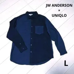 JW ANDERSON ユニクロ フランネル 長袖シャツ L ネイビー