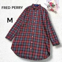 【フレッドペリーFRED PERRY】チェックシャツワンピース長袖　大人可愛いM