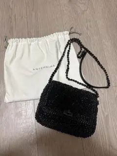 美品 アンテプリマ ワイヤーバッグ ミニアトゥーラ エナメルブラック