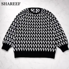 未使用級極美品 SHAREEF 総柄 ジャガード ニット 黒白 M 大きめサイズのサムネイル