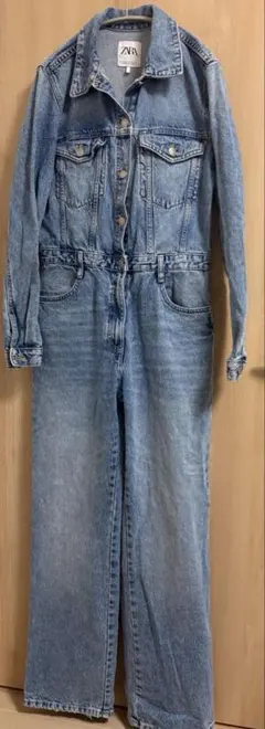 ZARAザラデニムオールインワン ジャンプスーツライトブルーM美品