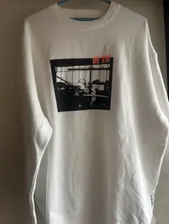 over print photo sweat バーコードスウェットホワイトXL