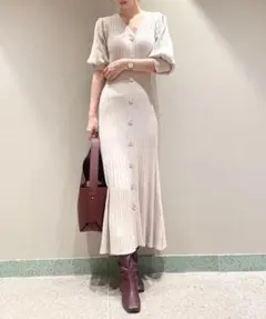 SNIDEL フロントボタンニットワンピース　SWNO214074