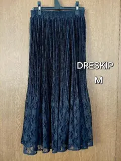 DRESKIP　花柄総レース　プリーツスカート　ブラックのサムネイル