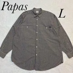 파파스 Papas 체크 긴팔 셔츠 L사이즈 코튼100%