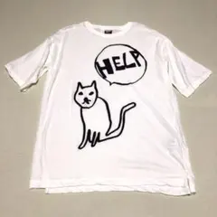 ScoLar Parity 手書き風 ゆるネコ HELP Tシャツ 白 Mのサムネイル