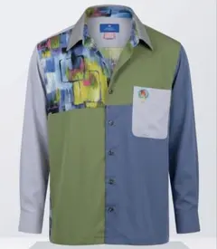 90s レトロ 古着 ムッシュサンマルカ クレイジーパターン アート柄シャツ