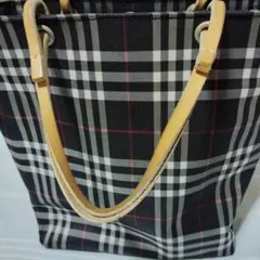 チェック柄キャンバスハンドバッグ