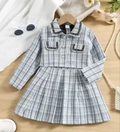 ツイード　セットアップ　ワンピース　フォーマル　入学　卒園　120 7Y