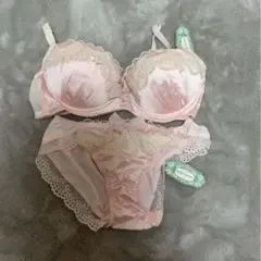 ピンクのレース付きブラジャーとショーツセット　チュチュアンナ　E75 新品未使用