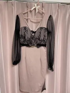 レース装飾付きタイトフィットドレス