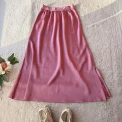 美品(L)フレディエミュ/フレアロングスカート/ミディ丈/とろみ/ウエスト総ゴム