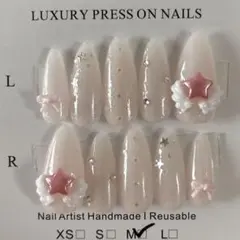 【ネイルチップ】　平成女児　ウイッシュコア　ピンク　リボン　星　羽