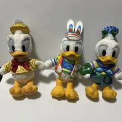ディズニー　ドナルドダック　ぬいぐるみ　ストラップ　3体セット