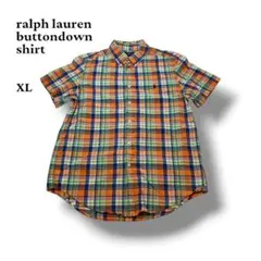 Ralph Lauren ラルフローレン半袖チェックシャツ 刺繍ロゴボタンダウン