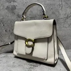 良品 コーチ 2way ショルダーバッグ タビー トップ レザー オフホワイト