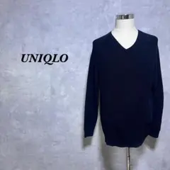 希少XL✨UNIQLO U セーター Vネック リブ リネン ブラック 4647