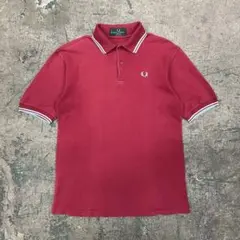 90s 英国製 フレッドペリー ツインティップ ポロシャツ 鹿の子 月桂樹 刺繍