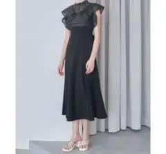 MERCURYDUOシアーチェックラッフルドッキングワンピース M