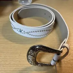 ホワイトパール装飾ベルト