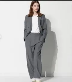 ユニクロ　タックワイドパンツ　M グレー