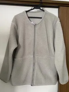 無印良品　ボアジャケット ノーカラー グレー
