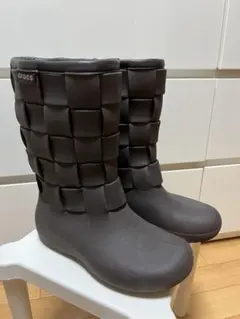 crocs ブラウン 長靴 W6 22cm 編み込みデザイン