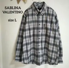 SABLINA VALENTINO グレー系チェック柄 長袖シャツ メンズ L