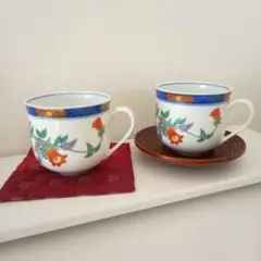 花柄陶器カップ 2個セット