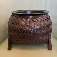 天然素材バスケット（内直径約20cm）　プラスチック桶付き