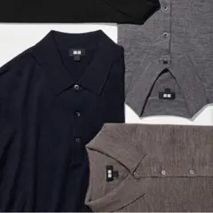 ニットポロシャツ 長袖 ポロシャツ