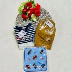 新品タグ付　ミキハウス　ダブルビー　ビー君　ロンT ボーダー　3点セット　120