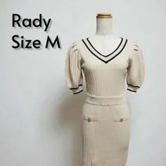 Rady レディー Vネック 半袖リブニットワンピース 美シルエット【27】